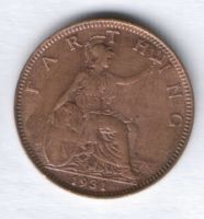 1 фартинг 1931 г. Великобритания