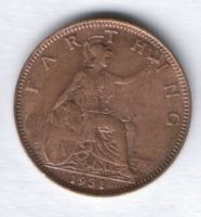 1 фартинг 1931 г. Великобритания