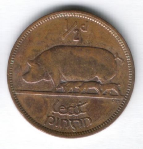 1/2 пенни 1928 г. Ирландия