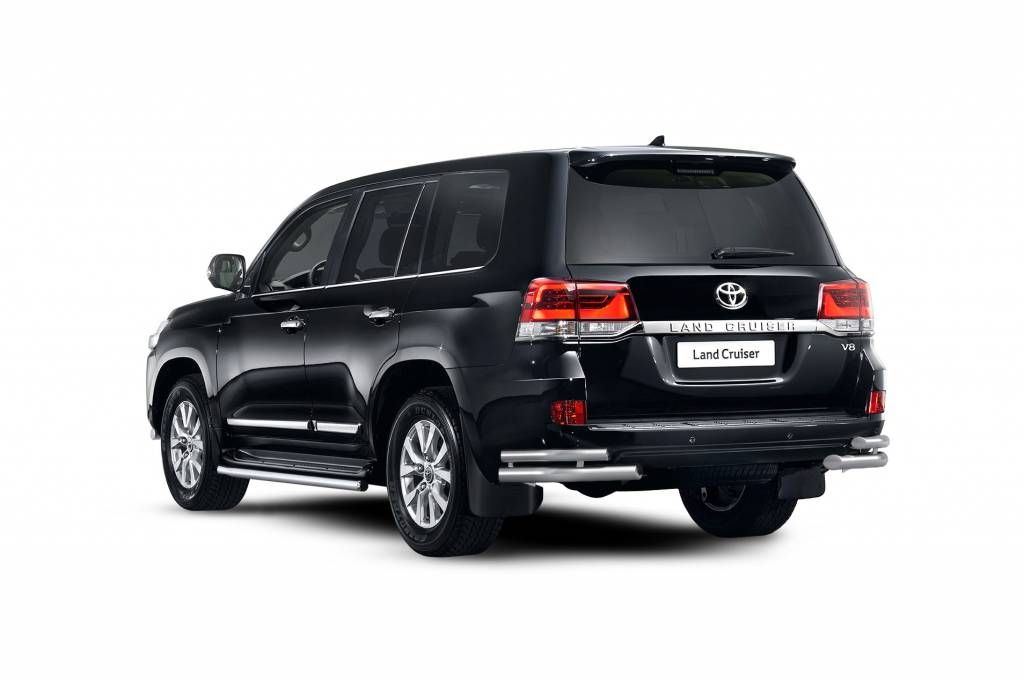 Защита заднего бампера двойная угловая d63/51мм (НПС) TOYOTA LAND CRUISER 200 2016-