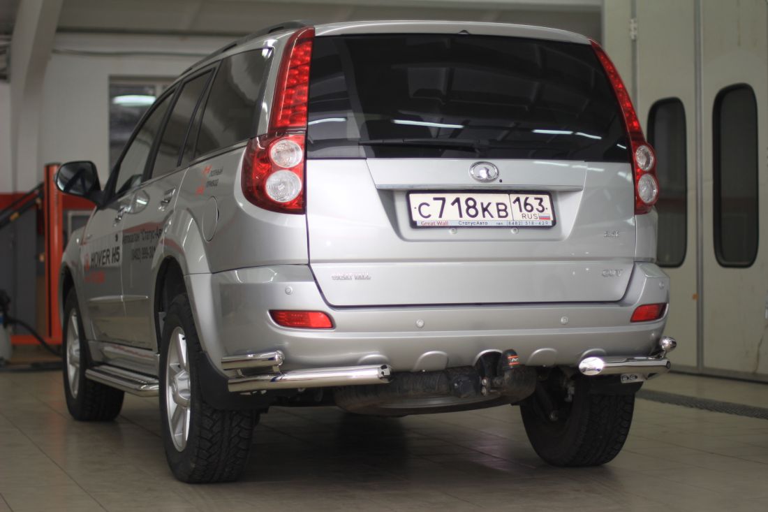 Защита заднего бампера двойная угловая d63/51мм (НПС) GREAT WALL HOVER H5 2011-