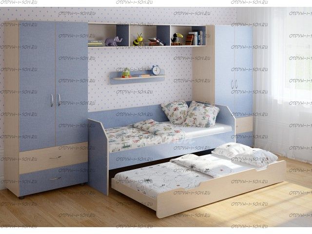 Детская стенка с выдвижной кроватью Легенда №15