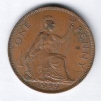 1 пенни 1949 г. Великобритания