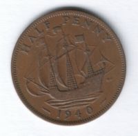 1/2 пенни 1940 г. Великобритания
