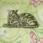 Брошь "Домашняя кошечка" под серебро