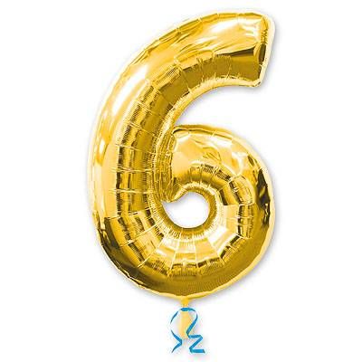 Шар фигура цифра 6 Gold
