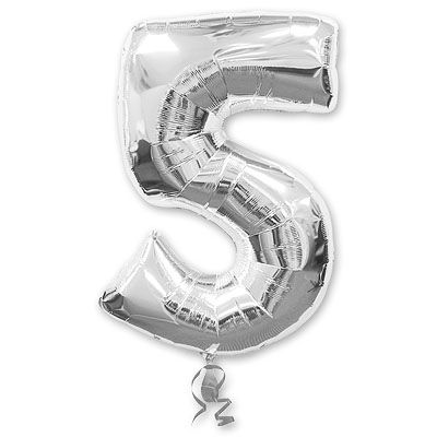Шар фигура цифра 5 (Silver)