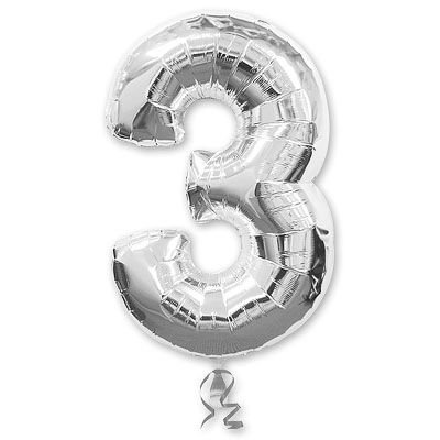 Шар фигура цифра 3 (Silver)
