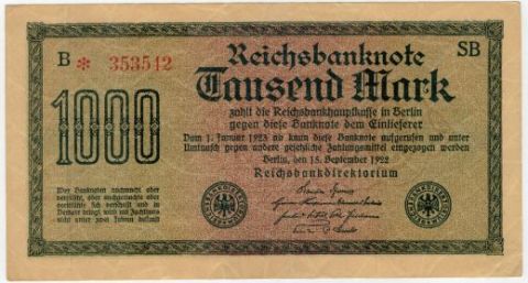 1000 марок 1922 г. Германия