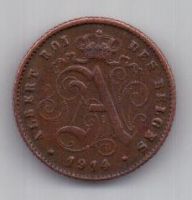 1 сантим 1914 г. редкий год. Бельгия