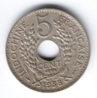 5 центов 1938 г. Французский Индокитай