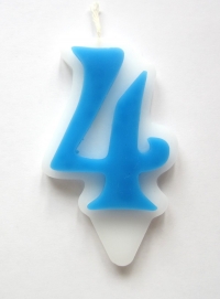 Свеча цифра 4 (синяя)