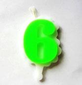 Свеча цифра 6 (зеленая )