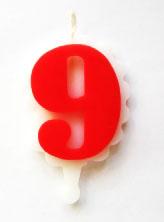 Свеча цифра 9 (красная )