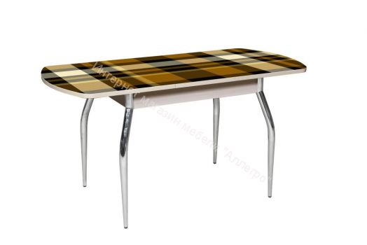 Стол раздвижной "Грация" (1,45) Беленый дуб/Фотопечать Клетка