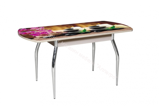 Стол раздвижной "Грация" (Беленый дуб/Фотопечать Релакс)