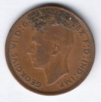 1 пенни 1944 г. Великобритания