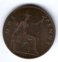1 пенни 1901 г. Великобритания