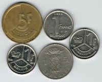 Набор монет Бельгия 1970-1995 г. 5 шт.