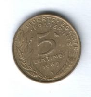 5 сантимов 1969 г. Франция