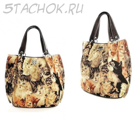 Сумка гобеленовая женская "Кошки 017"