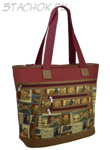 Сумка женская "Котики с шарфиками" красная