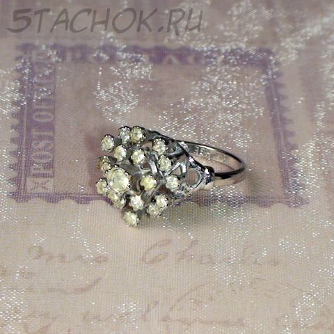 Кольцо "Снежинка" под серебро