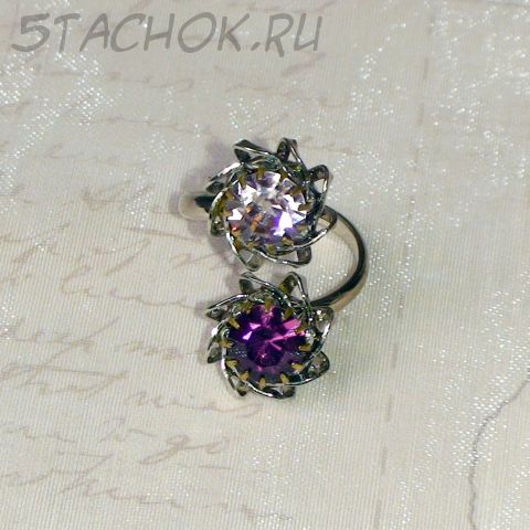 Кольцо аметисты под серебро