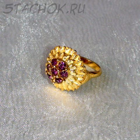Кольцо "Чертополох" под золото