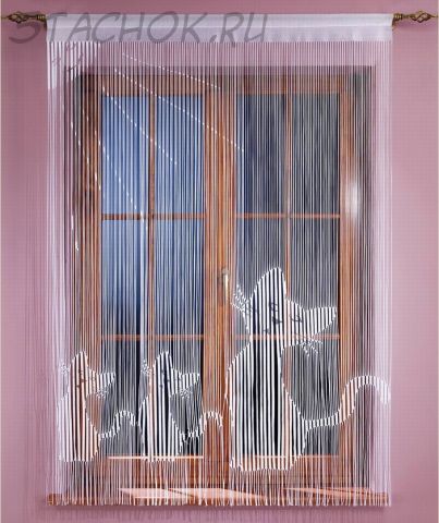 Штора-лапша "Кошка с котятами"