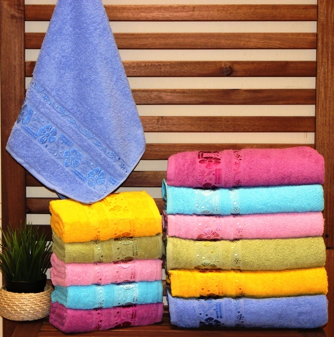 8450 Alina  Хлопок махра 70х140 ( 6шт )  480гр. полотенце TWO DOLPHINS