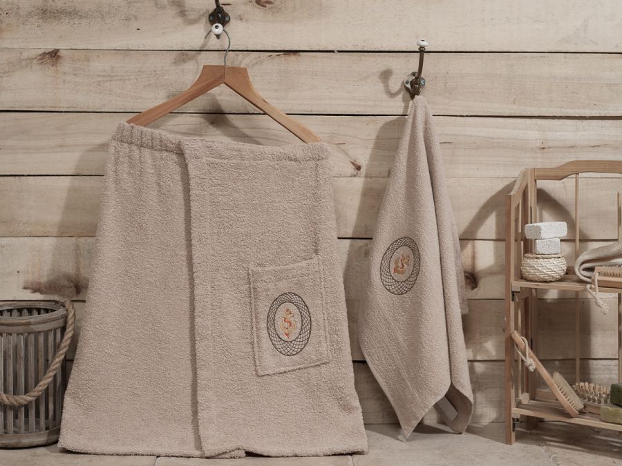 1942 Кофейный PALAMAR Сауна муж.. махра  в подарочной упаковке Карна