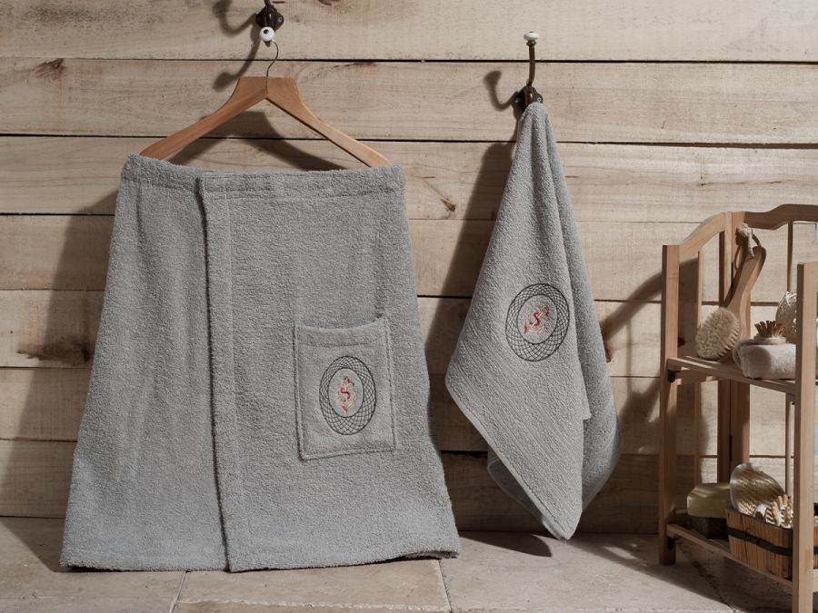 1942 Серый PALAMAR Сауна муж.. махра  в подарочной упаковке Карна