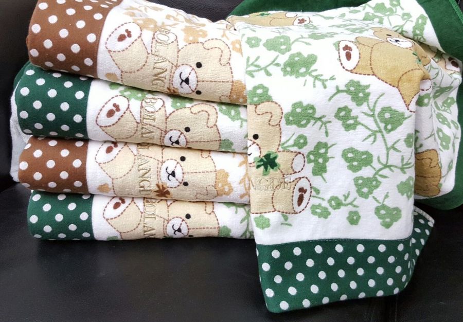 B-2079-Мишки Зеленые 50х90 (5 шт )  Япония-BOLANGDE полотенце LIKE TEXTILE