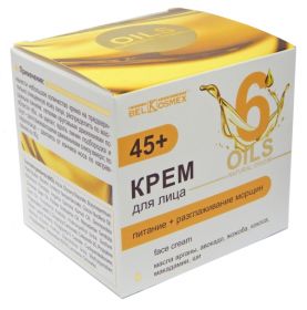 БЕЛКОСМЕКС OILS NATURAL ORIGIN КРЕМ ДЛЯ ЛИЦА 45+ Питание + разглаживание морщин 48г