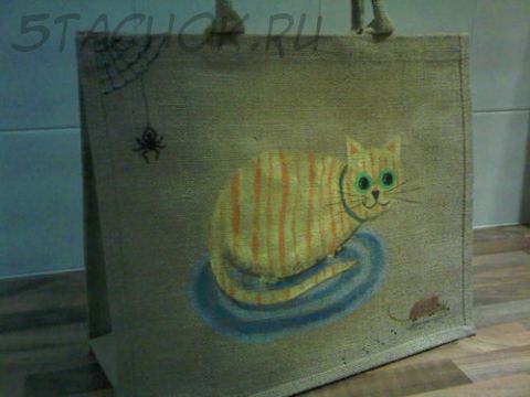 Сумка пляжная "Котик и мышка"