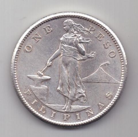 1 песо 1907 г. UNC Филиппины (США)