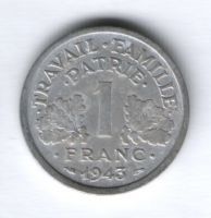 1 франк 1943 г. Франция