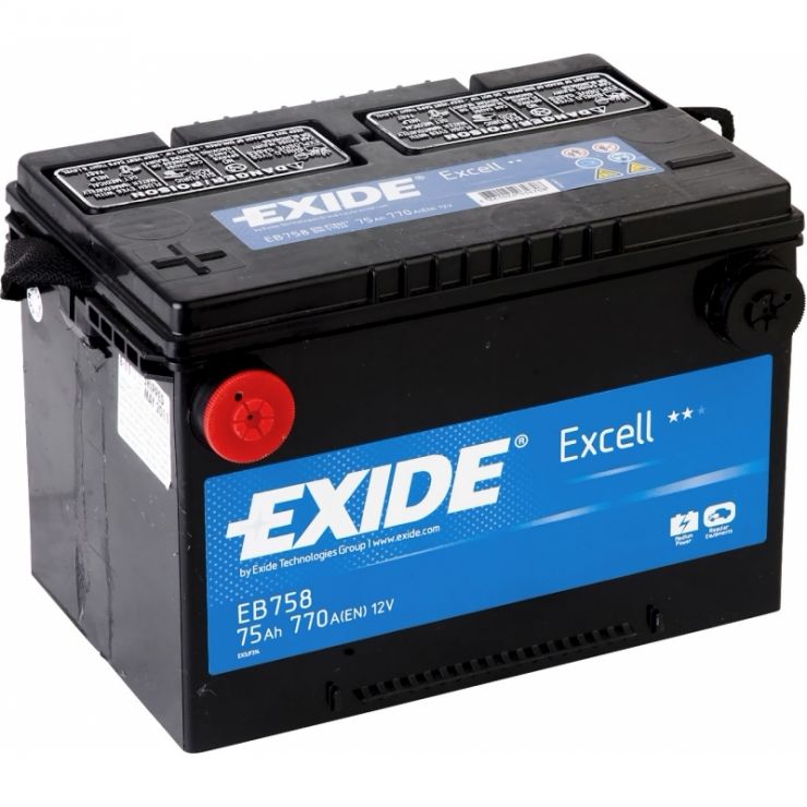 Автомобильный аккумулятор АКБ Exide (Эксайд) Excell EB758 75Ач п.п. амер.клеммы
