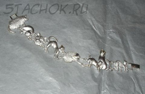 Браслет "Кошка за кошку" в цвете матового серебра (AJC США)