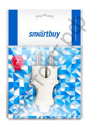 Вилка прямая с заземлением Smartbuy белая 16А 250В (SBE-16-P01-w)