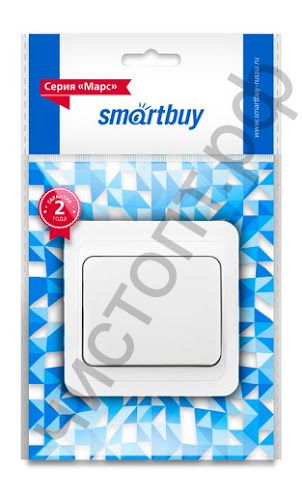 Выключатель Smartbuy 1-клавишный 10А белый "Марс" (SBE-02w-10-SW1-0) скрытый