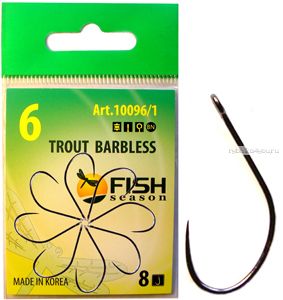 Крючки Fish Season FS Trout Barbless одинарные  с большим ушком, без бородки ( упаковка 8 шт)(Артикул:10096/1)