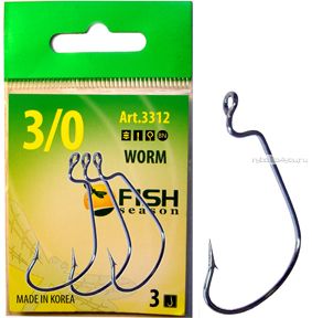 Крючки Fish Season FS Worm офсетные, с большим ушком (Артикул:3312)