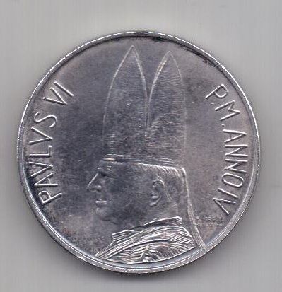 500 лир 1966 г. AUNC. Ватикан.