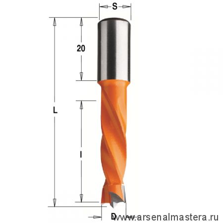 ОСЕНЬ СКИДКИ! Сверло HW для присадочного станка 10 x 30 x 57,5 Z=2+2 S= 10 x 20 LH CMT 308.100.12