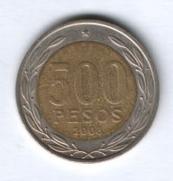 500 песо 2008 г. Чили