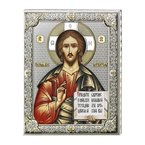Серебряная икона Иисуса Христа Спасителя (листовое серебро, Италия) Серебряная икона Иисуса Христа Спасителя (листовое серебро, Италия)