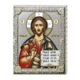 Серебряная икона Иисуса Христа Спасителя (листовое серебро, 20*26 см., Valenti & Co, Италия)