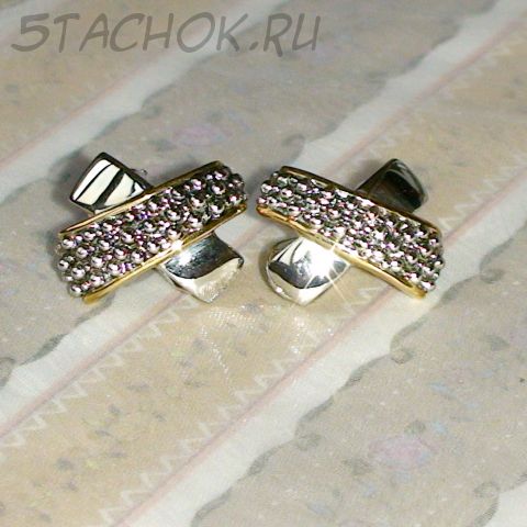 Серьги "Икс" под серебро, золото